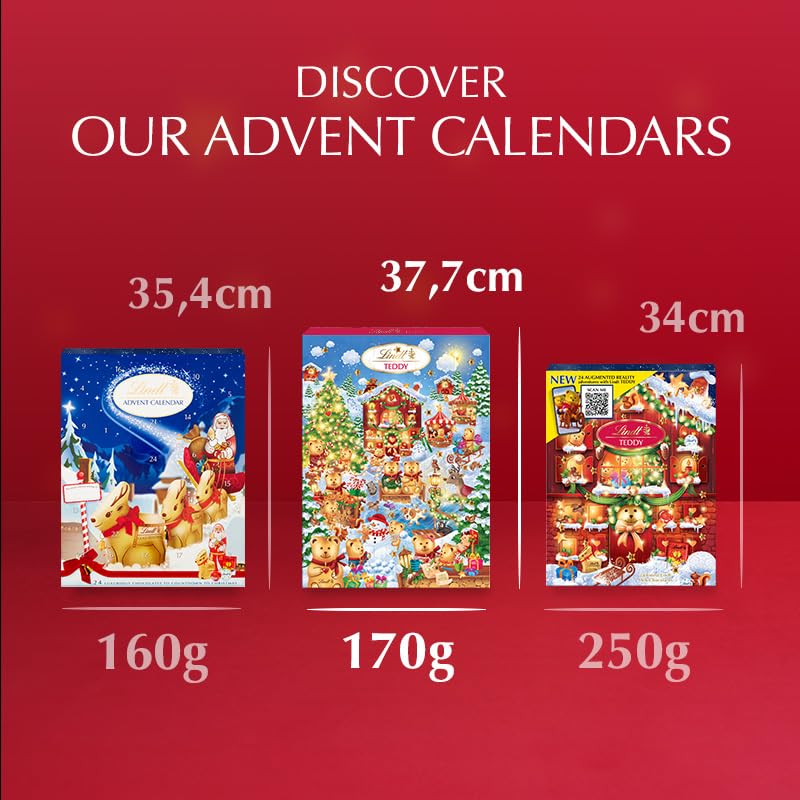 Lindt Teddy Winter Wonderland Advent Calendar 2025 – Medium 170g – 24 Milk & White Chocolates – Gift for Him & Her