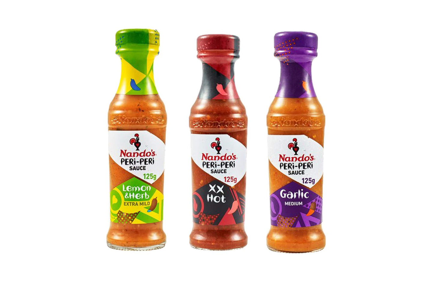 Nando's Peri-Peri Sauce Selection Hot, Lemon & Herb, Garlic 125g Each
