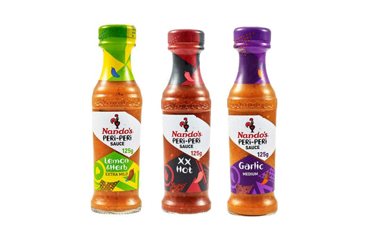 Nando's Peri-Peri Sauce Selection Hot, Lemon & Herb, Garlic 125g Each