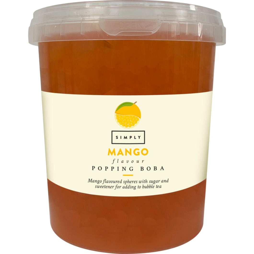 Simply Mango Popping Boba, Fruit Juice Flavoured Bursting Boba Pearls for Bubble Tea, Vegan & Halal Friendly, 870g