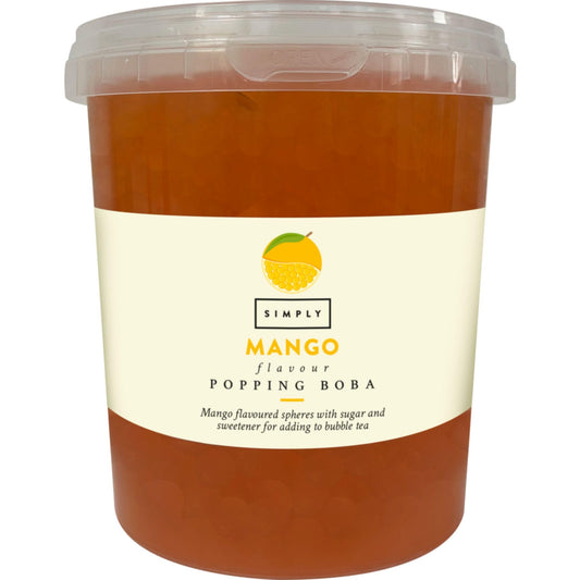 Simply Mango Popping Boba, Fruit Juice Flavoured Bursting Boba Pearls for Bubble Tea, Vegan & Halal Friendly, 870g