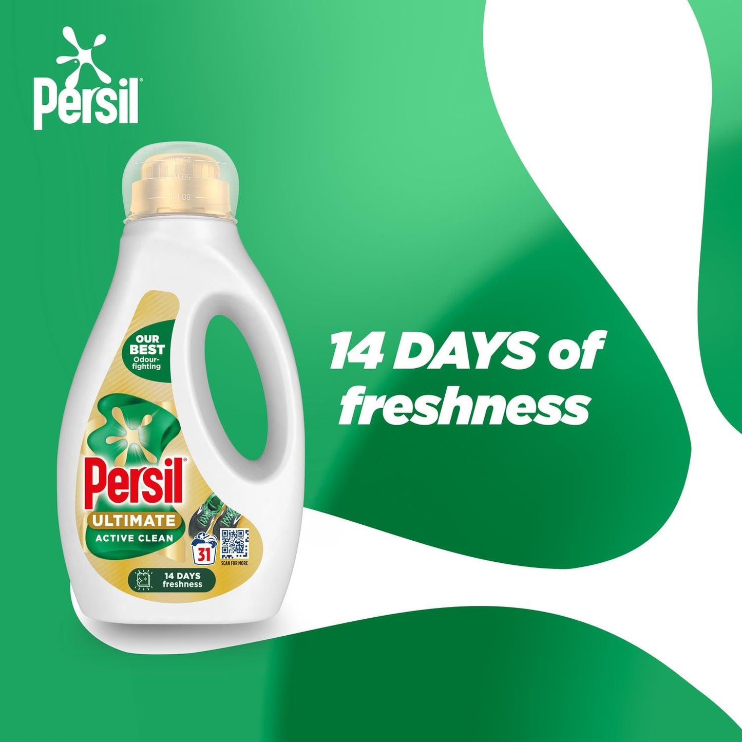 Persil Ultimate Liquid Detergent Outstanding Stain Removal Effective in Quick and Cold Washes with 14 Days of Lasting Freshness 31 Washes, 837ml (Buy 1, Active Clean)