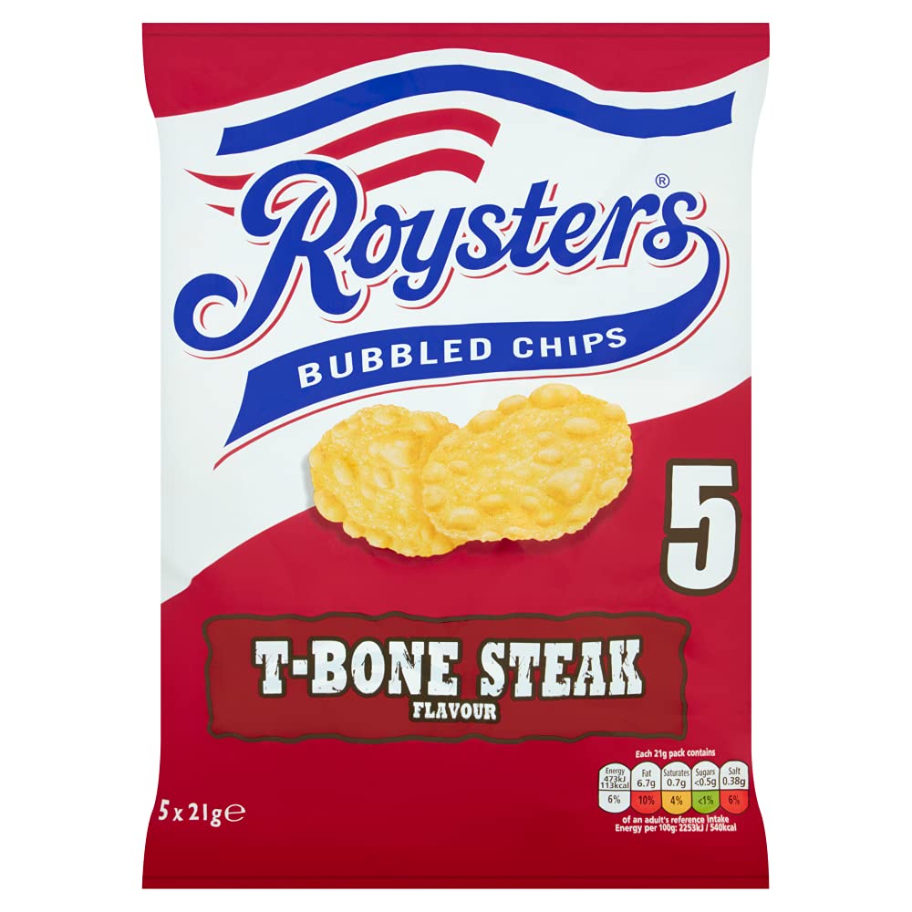 Roysters T-Bone Steak Multipack Crisps, 5 x 21g