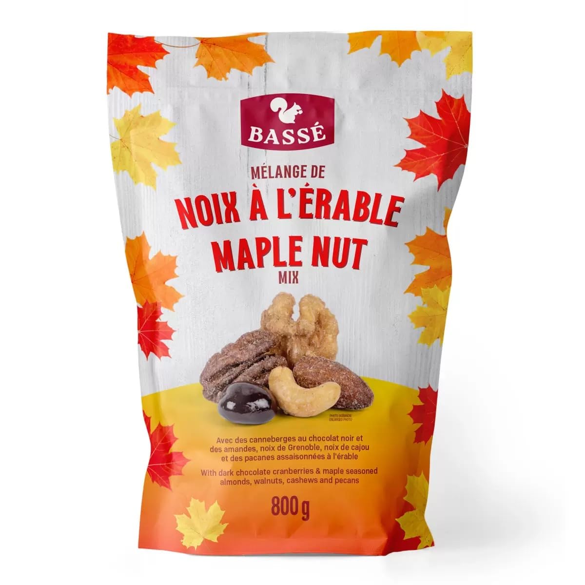Bassé Maple Nut Mix with Dark Chocolate Cranberries, Almonds, Walnuts, Cashews and Pecans, 800g