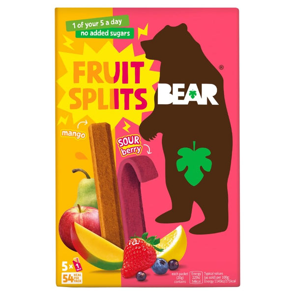 Bear Fruit Splits Sour Berry & Mango 5 X 20g