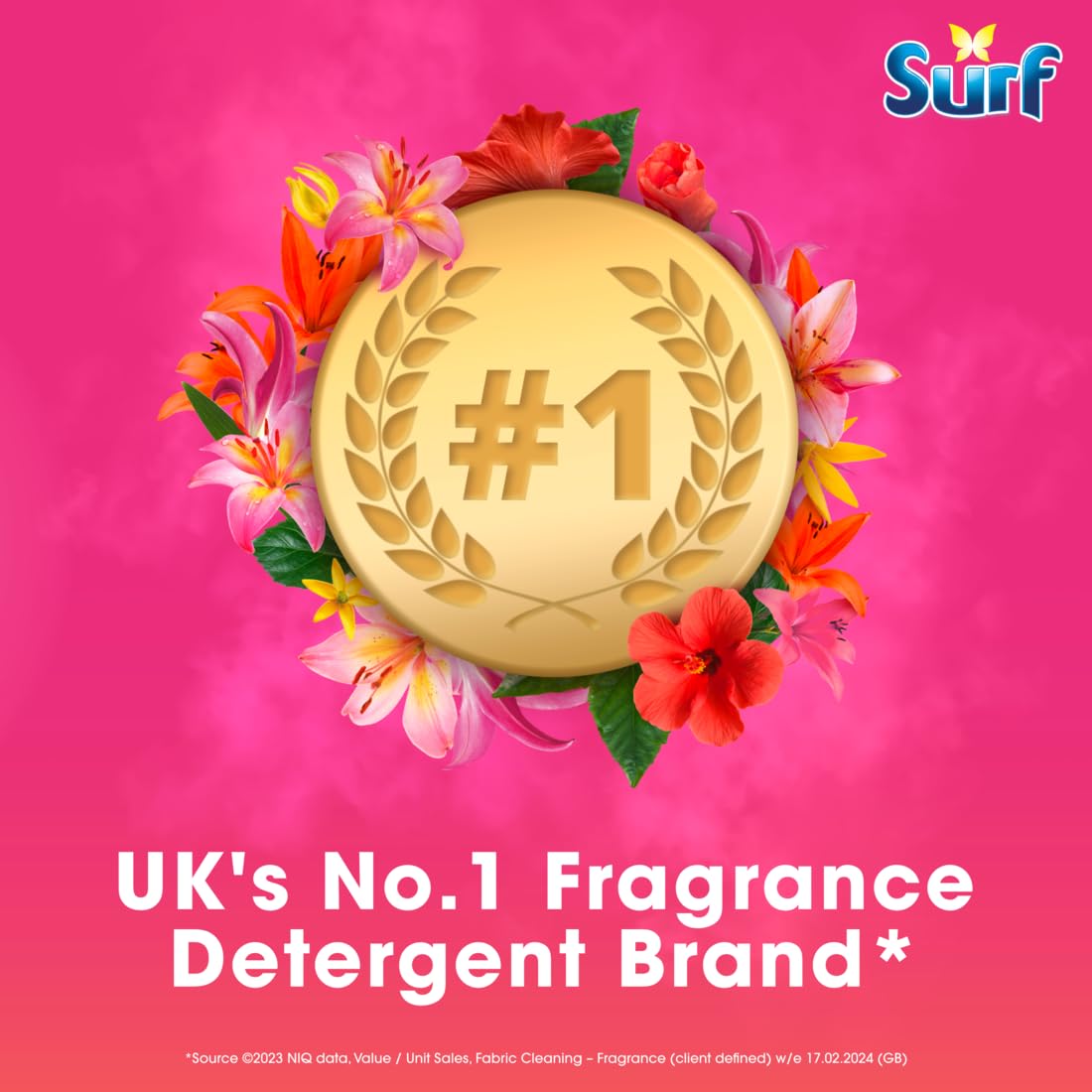 Surf Tropical Lily Laundry Washing Liquid Detergent with a joy-infused fragrance & natural essential oils lasting up to 12 hours in wear for brilliantly clean results 95 washes 2.565 L