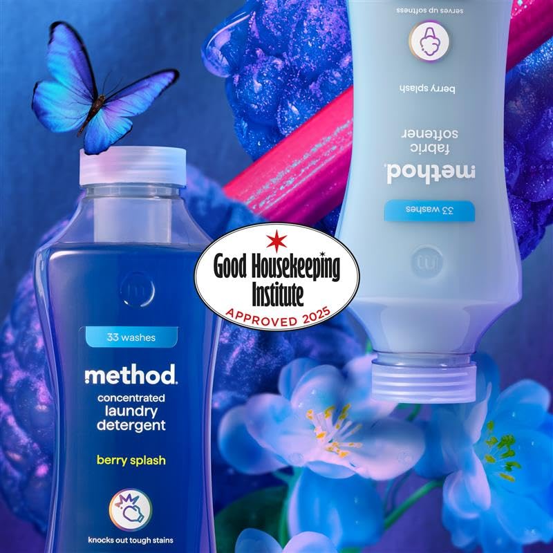 method Concentrated Laundry Detergent, Washing Liquid Fresh Berry Scent, 1 x 33 Washes, 1 x 990ml