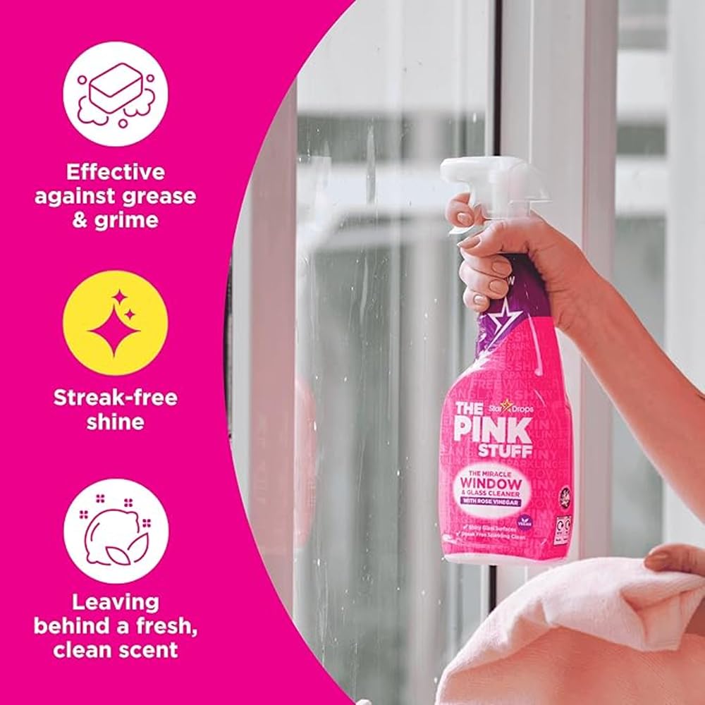 The Pink Stuff The Miracle Window & Glass Cleaner with Rose Vinegar 850ml