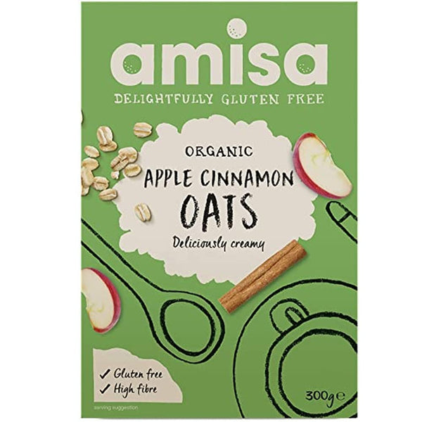 Amisa Organic Gluten Free Pure Porridge Oats Apple & Cinnamon Spice 300g