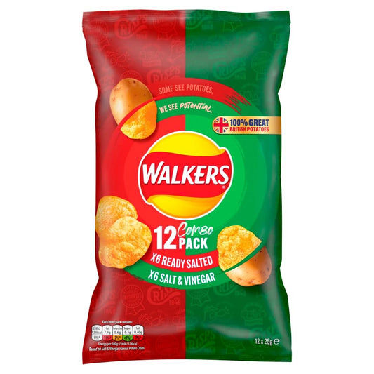 Walkers Variety 12X25g Ready Salted and Salt and Vinegar