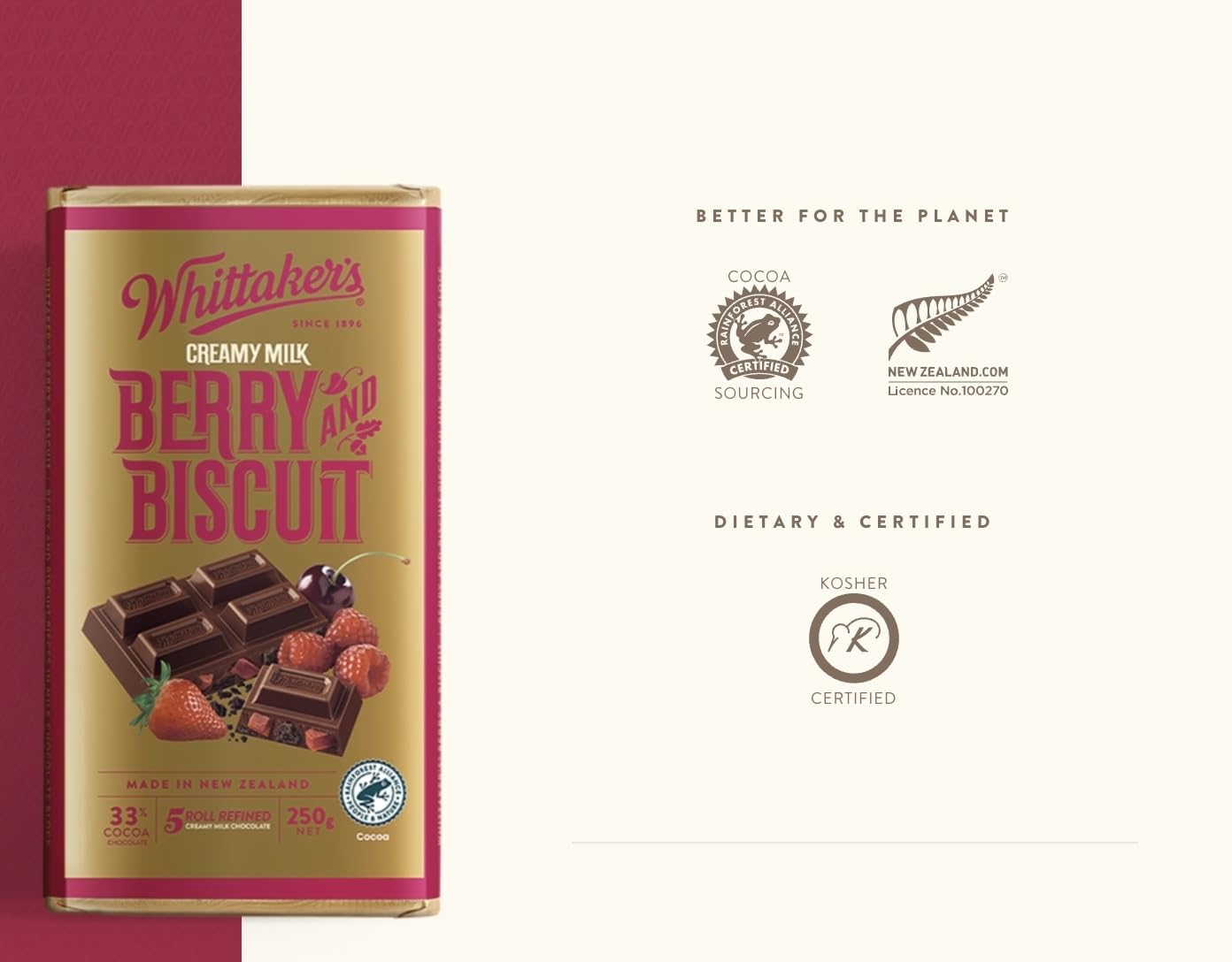 Whittaker's Classic Block, Crafting New Zealand’s finest chocolate since 1896, Imported from New Zealand
