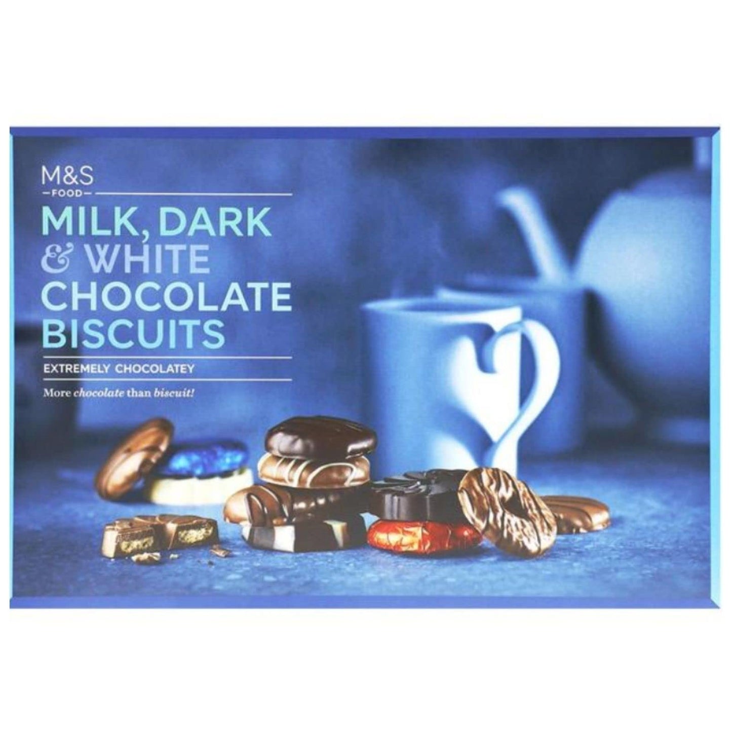 Marks and Spencer Extremely Chocolatey Milk Dark and White Chocolate Biscuits 450g, with M&S Belgian Chocolate Biscuit Tin 400g and M&S Viennese All Butter Biscuit Selection 450g Biscuits Gift Bundle