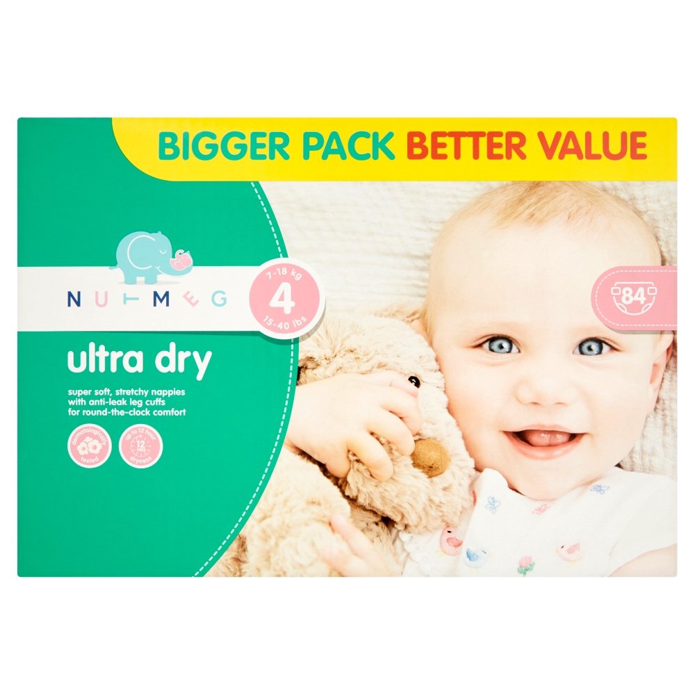 Nutmeg Ultra Dry Nappies, Size 4