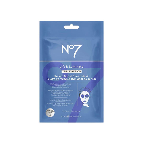 No7 Lift and Luminate Triple Action Serum Boost Sheet Mask, 20.75g