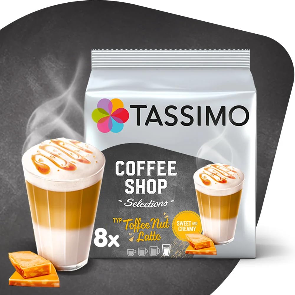 Tassimo Coffee Shop Selections Toffee Nut Latte Coffee Pods x8 (Pack of 2, Total 16 Pods)