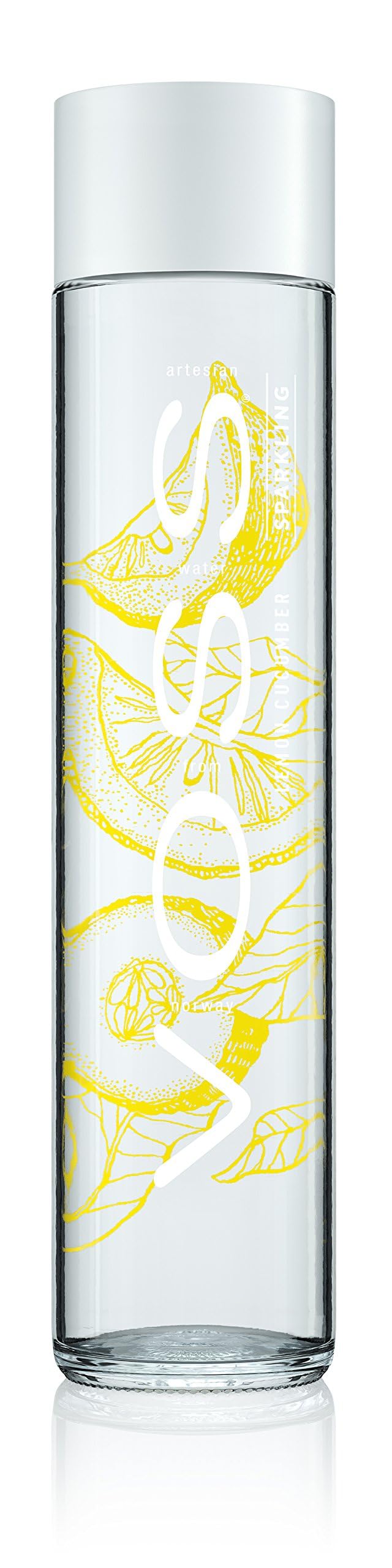 VOSS Lemon Cucumber Sparkling Flavoured Water, Voss Sparkling Water, 375ml Glass Recyclable Bottle