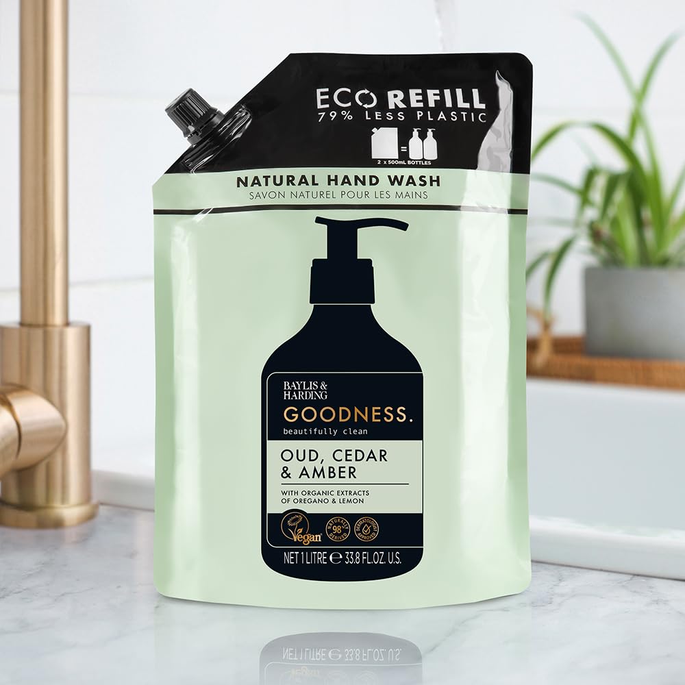 Baylis & Harding Goodness Oud, Cedar & Amber Natural Hand Wash 1 Litre