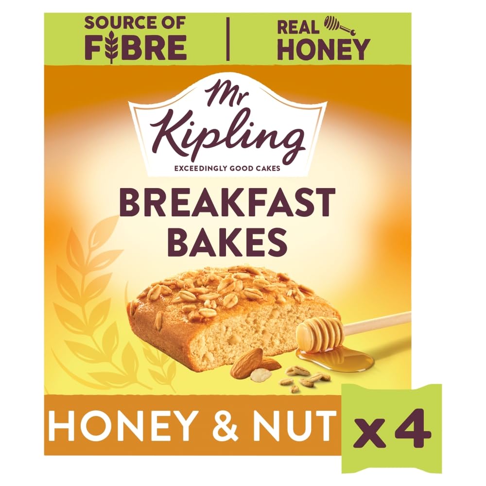 Mr Kipling Breakfast Bakes Honey & Nut, 4 Bakes - Perfect For Snacking On-the-Go (Pack of 1)