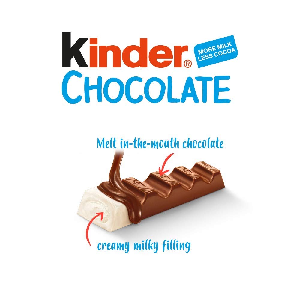 Kinder Milky Chocolate Snack Bars Medium, 6 x 21g