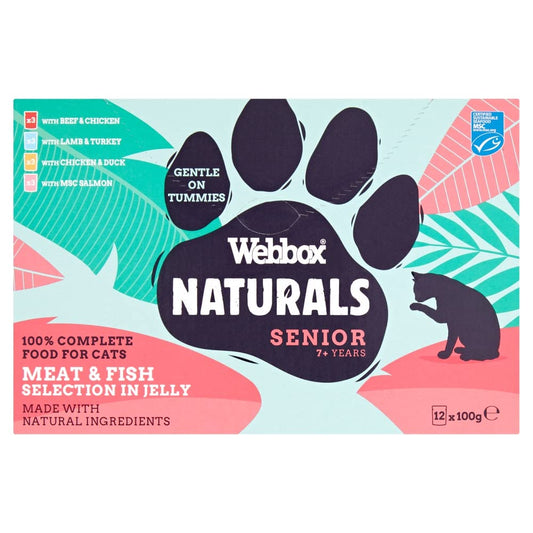 Webbox Naturals Senior 7+ Years Meat & Fish Selection in Jelly, 12 x 100g