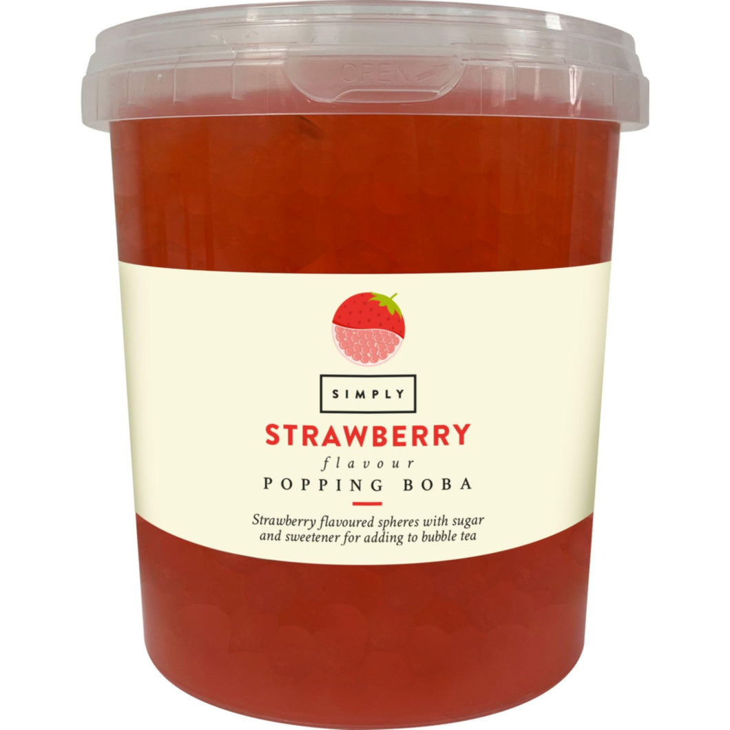 Simply Strawberry Popping Boba, Fruit Juice Flavoured Bursting Boba Pearls for Bubble Tea, Vegan & Halal Friendly, 870g