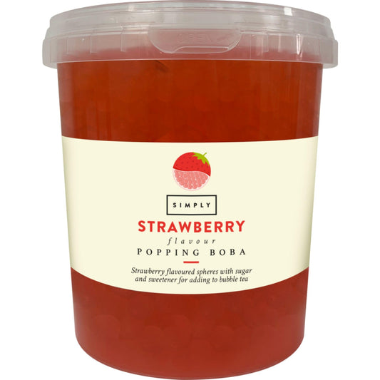 Simply Strawberry Popping Boba, Fruit Juice Flavoured Bursting Boba Pearls for Bubble Tea, Vegan & Halal Friendly, 870g