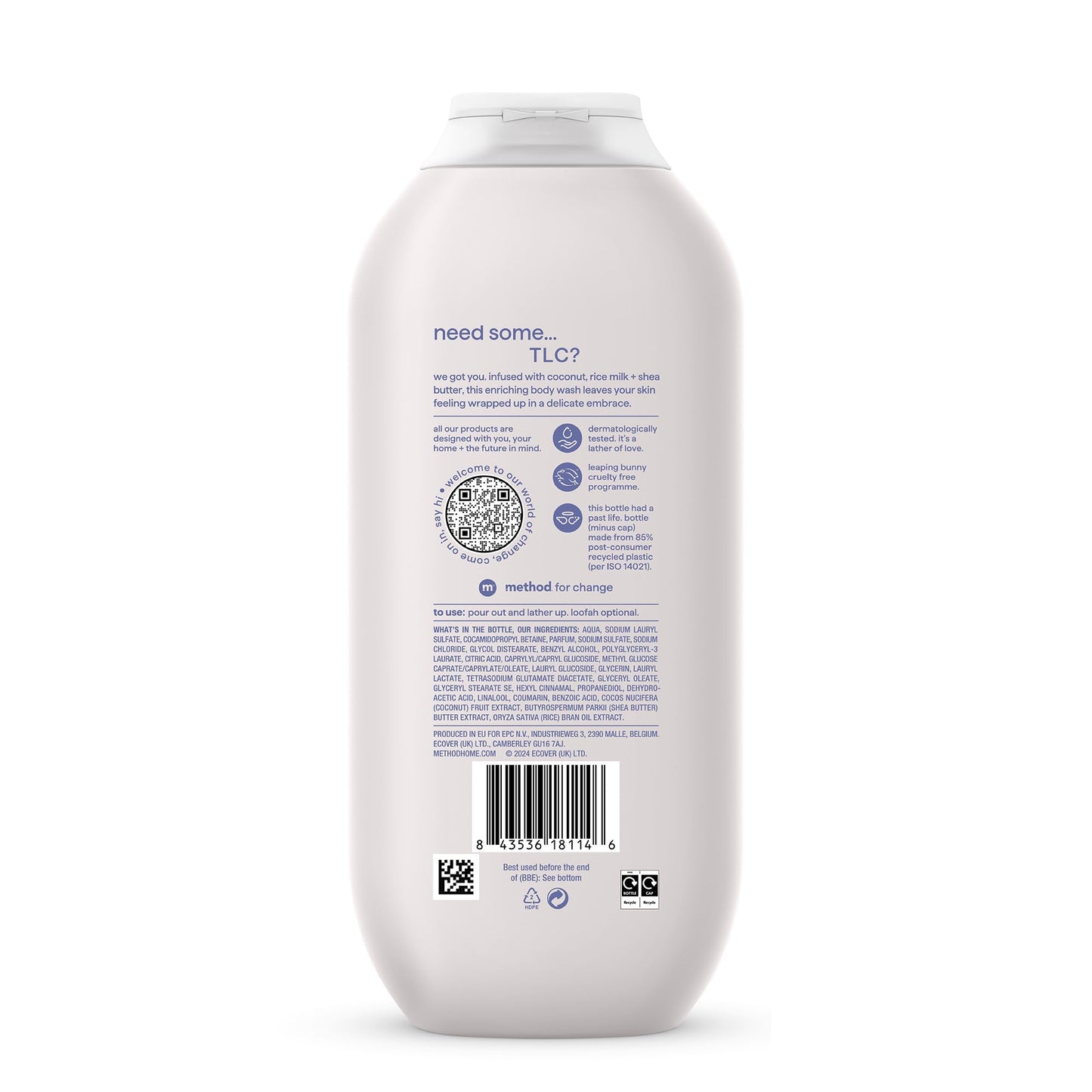 Method Body Wash, Simply Nourish, Shower Gel, Coconut, Rice Milk And Shea Butter Scent, Pack of 1, 532ml