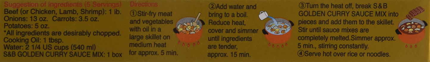 S&B Golden Curry Sauce Mix - Medium Hot (Green) 92g