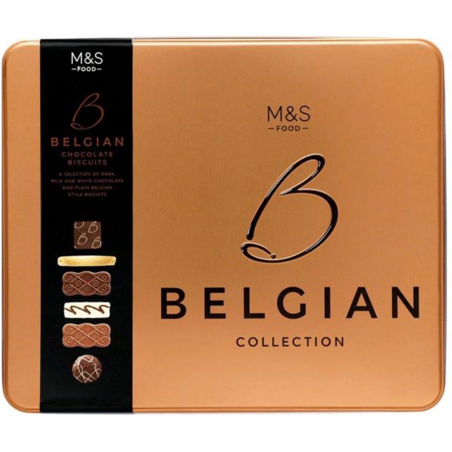 Marks and Spencer Extremely Chocolatey Milk Dark and White Chocolate Biscuits 450g, with M&S Belgian Chocolate Biscuit Tin 400g and M&S Viennese All Butter Biscuit Selection 450g Biscuits Gift Bundle