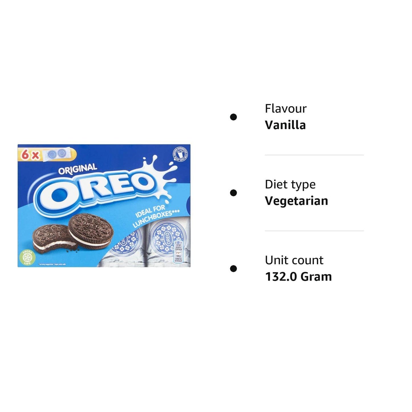 OREO Lunchbox Sandwich Biscuits, Original Vanilla, 132 g