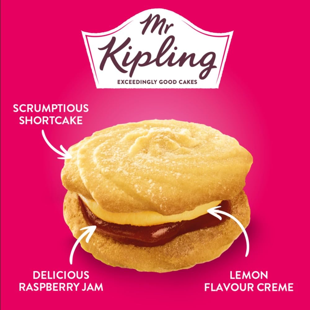 Mr Kipling Lemon & Raspberry Viennese Whirls Cakes, 4 Pack