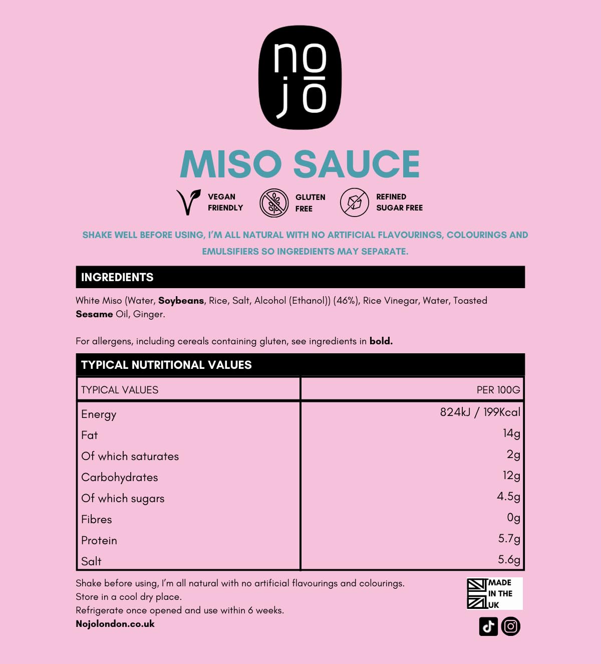 White Miso Sauce for Cooking & Seasoning | Non-GMO & No Added Sugar | No Palm Oil | Gluten-Free, Nut-Free, Vegan | 200ml x 6 Recycled Glass Bottles | NOJŌ White Miso Sauce