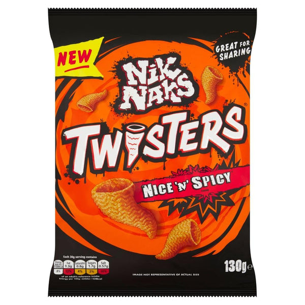 Nik Naks Twisters Nice 'N' Spicy Sharing Crisps 130g