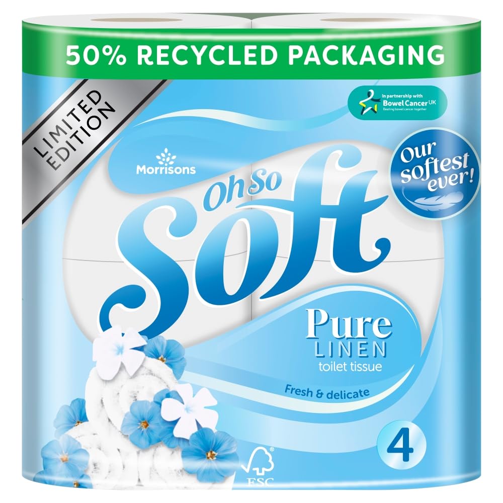 Morrisons Pure Linen 4 Toilet Roll