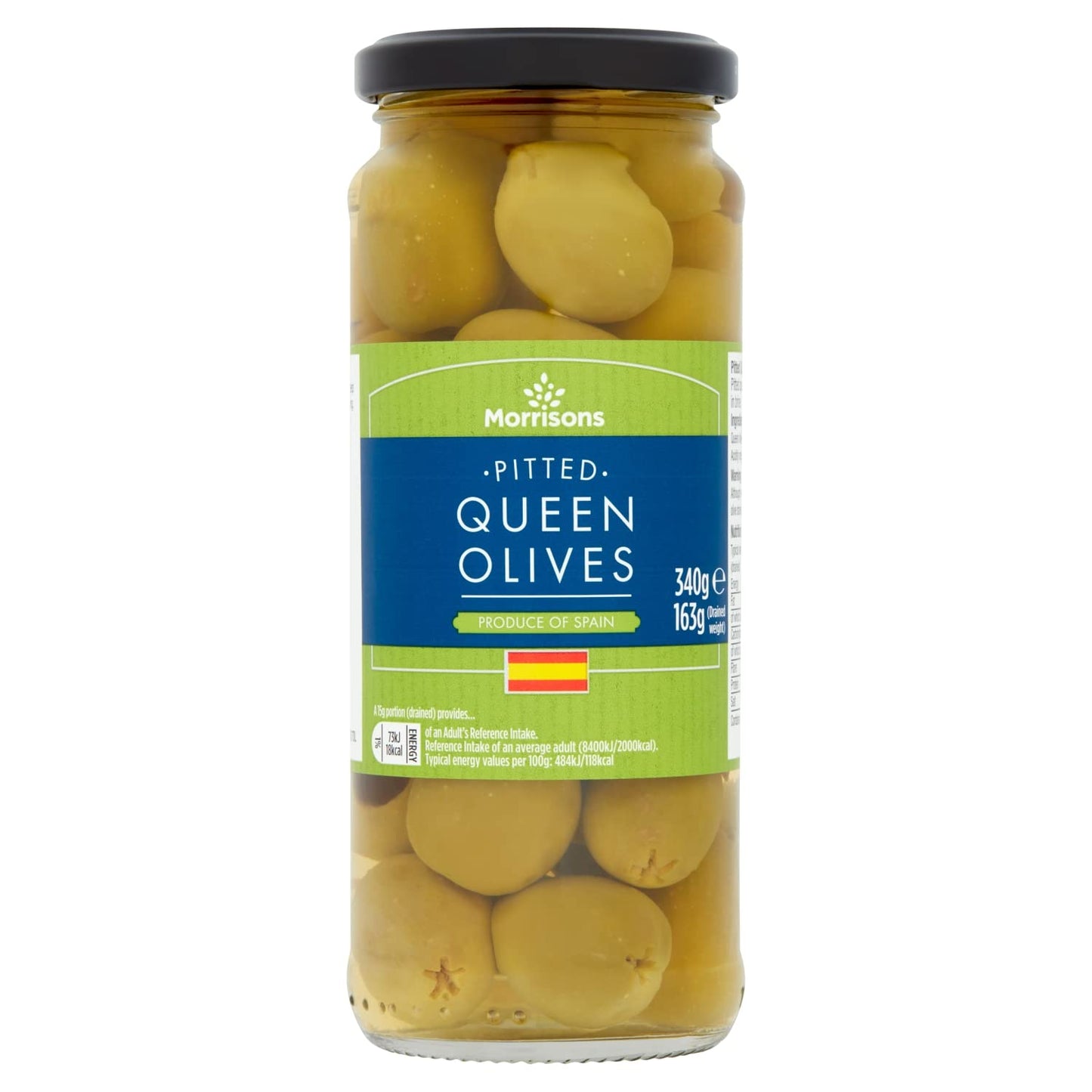 Morrisons Pitted Queen Olives in Brine, 340g