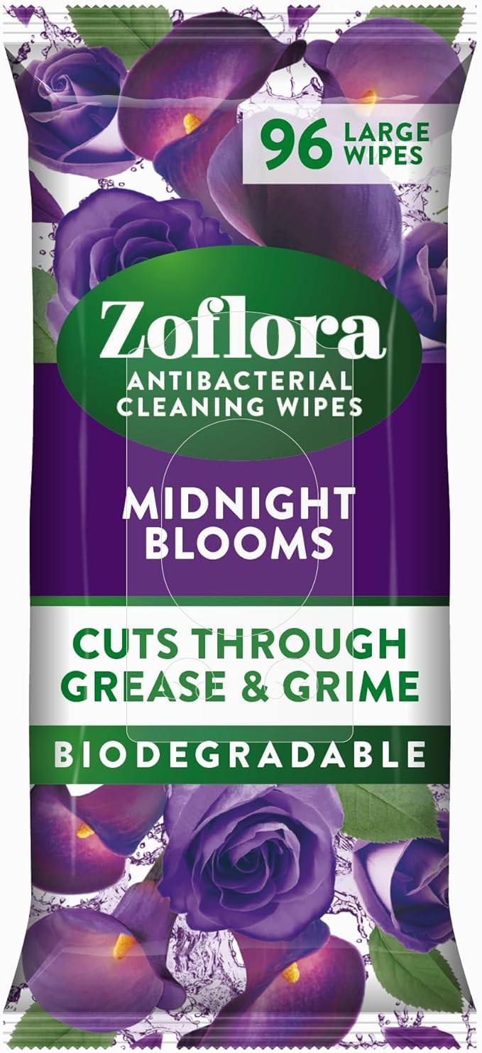 Zoflora 96 Antibacterial Multi-Surface Cleaning Midnight Blooms Large Wipes
