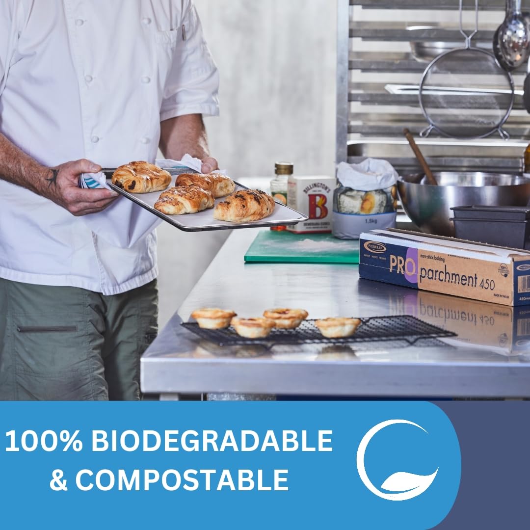 PROWRAP | Baking Parchment Paper Ideal for Home & Professional Catering Kitchen | Grease Free - Non Stick | Extra Wide 450mm x 50m | Single Roll