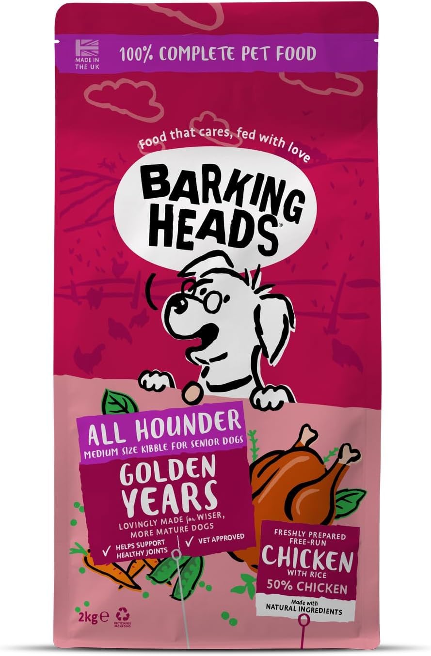 Barking Heads Complete Dry Dog Food - Natural Senior Recipe with Joint Support - Vet Approved