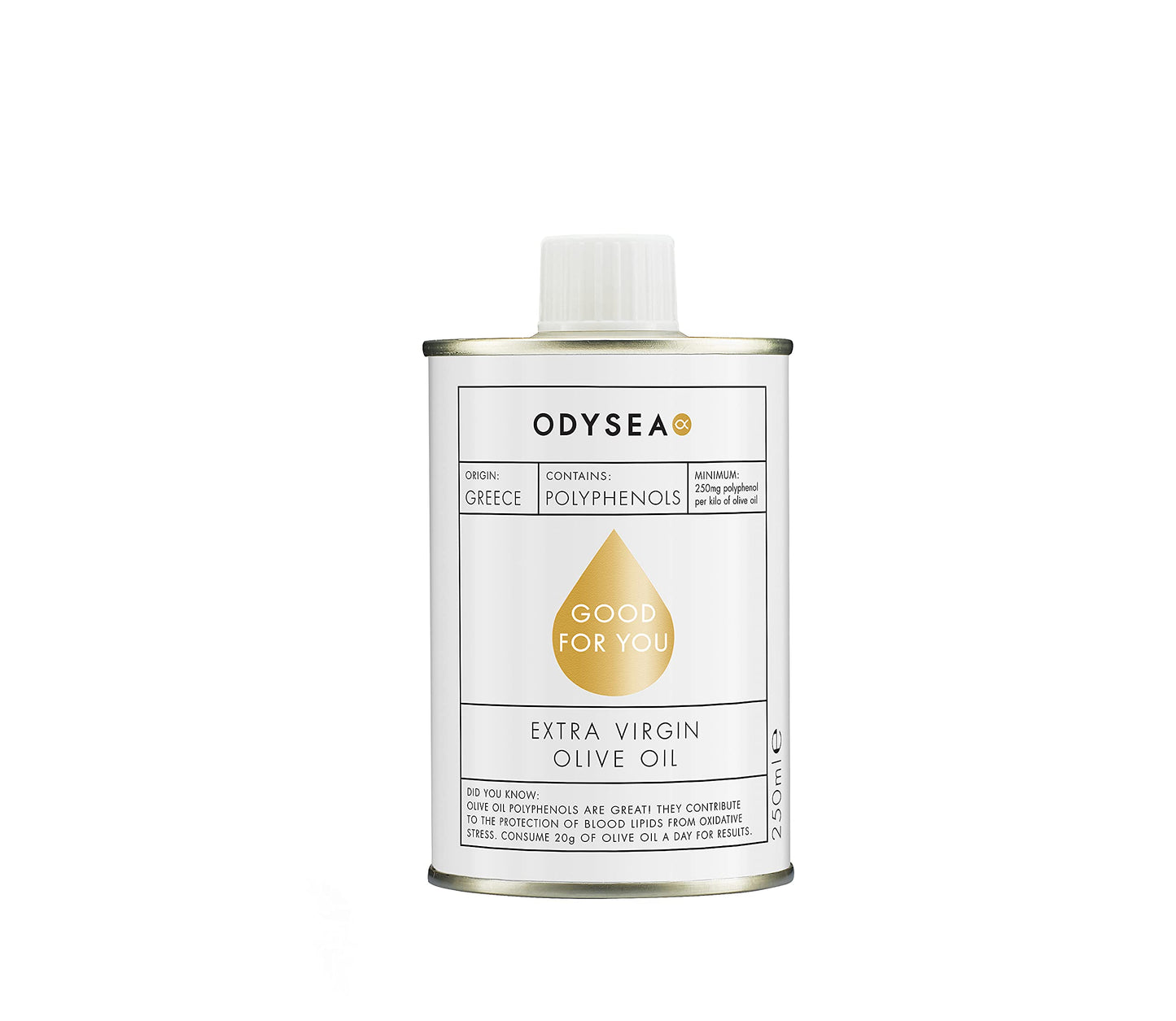 Odysea "Good For You", High Polyphenol Greek Extra Virgin Olive Oil, 250ml