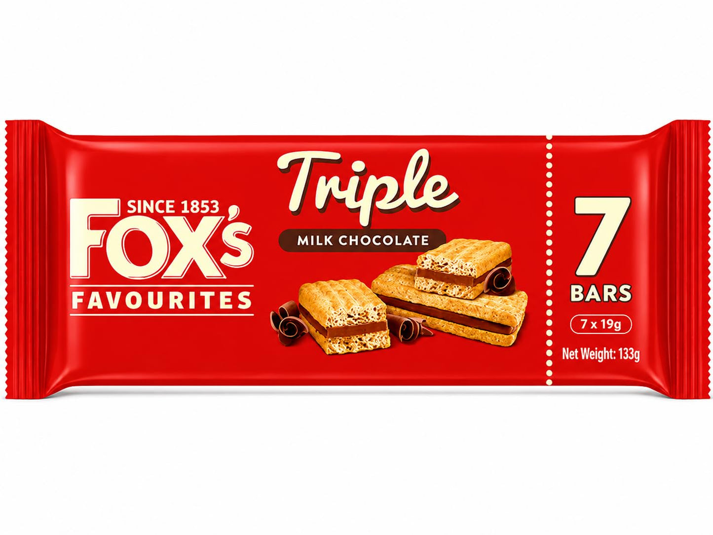 Fox's Favourites Triple Milk Chocolate Layered Biscuit Bar 7 x 19g (133g)