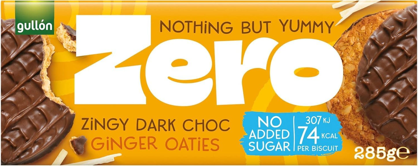 Gullon Zero No Added Sugar Dark Chocolate Ginger Oaties 285g