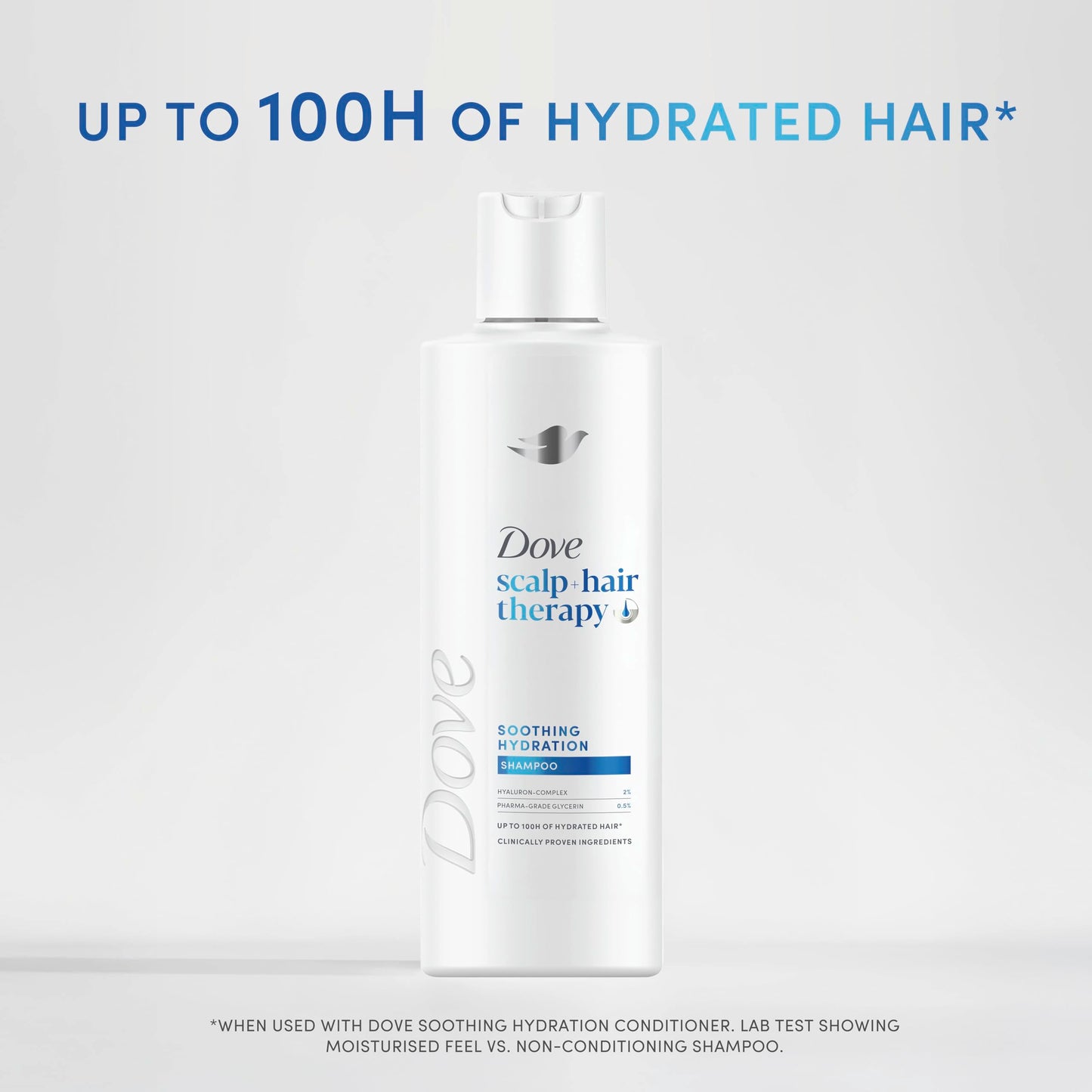 Dove Scalp + Hair Therapy Soothing Hydration Shampoo hair care with Hyaluron-Complex and Pharma-Grade Glycerin for up to 100 hours of hydrated hair