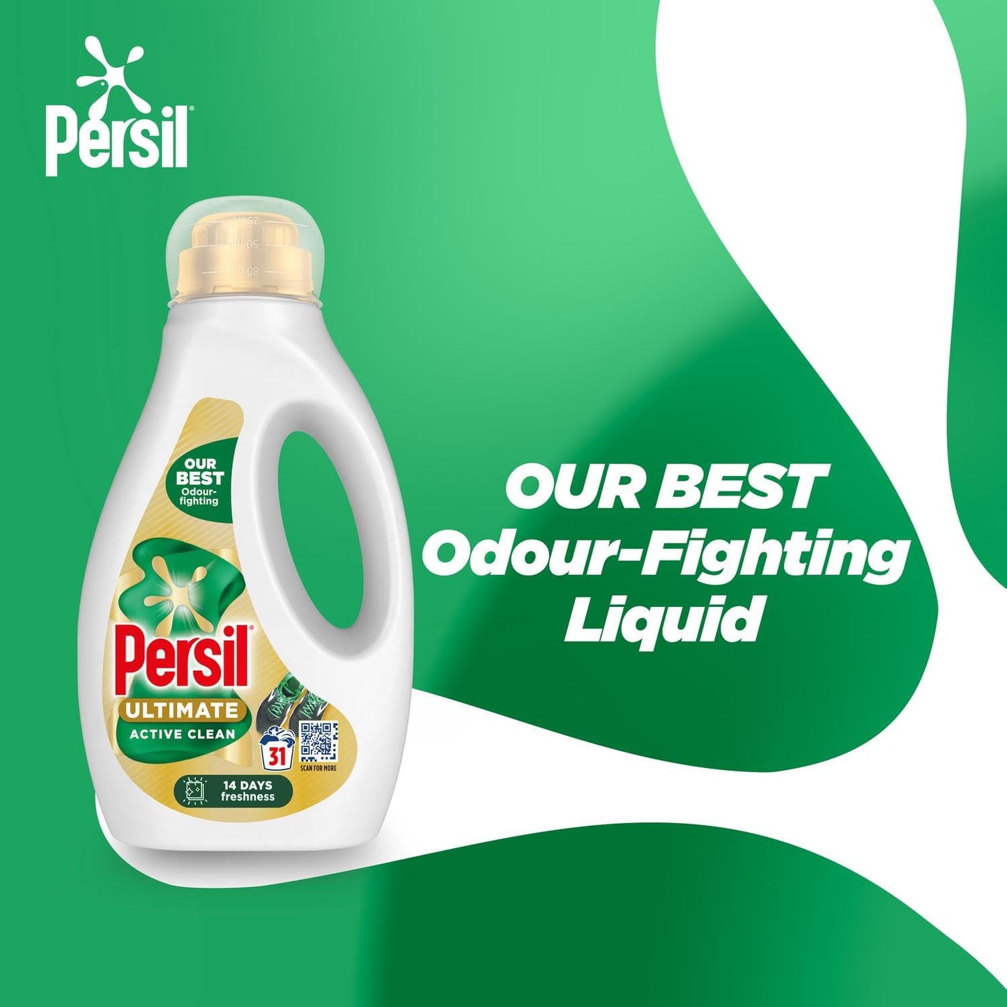 Persil Ultimate Liquid Detergent Outstanding Stain Removal Effective in Quick and Cold Washes with 14 Days of Lasting Freshness 31 Washes, 837ml (Buy 1, Active Clean)