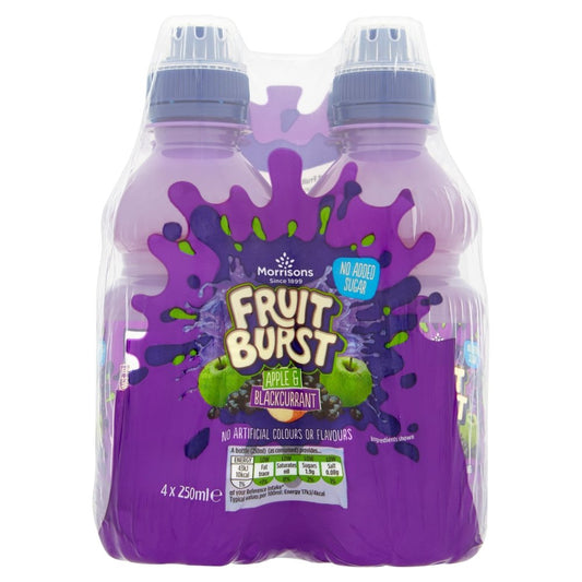 Morrisons Fruit Burst Apple & Blackcurrant, 4 x 250ml