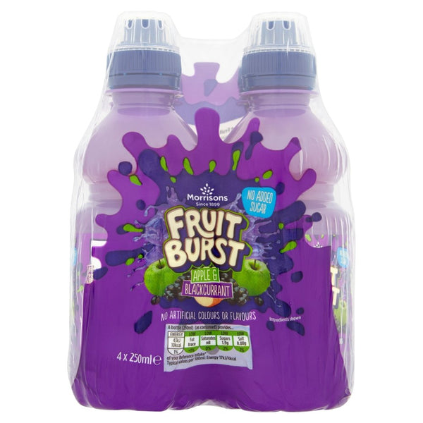 Morrisons Fruit Burst Apple & Blackcurrant, 4 x 250ml