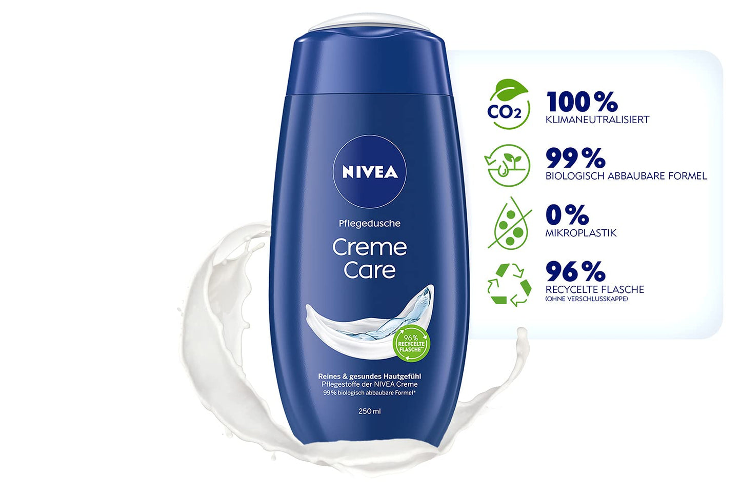 NIVEA Creme Care Shower Gel (250 ml), Shower Gel with Unique Mild Fragrance, Gently Cleansing Cream Shower with Selected Ingredients of Nivea Cream