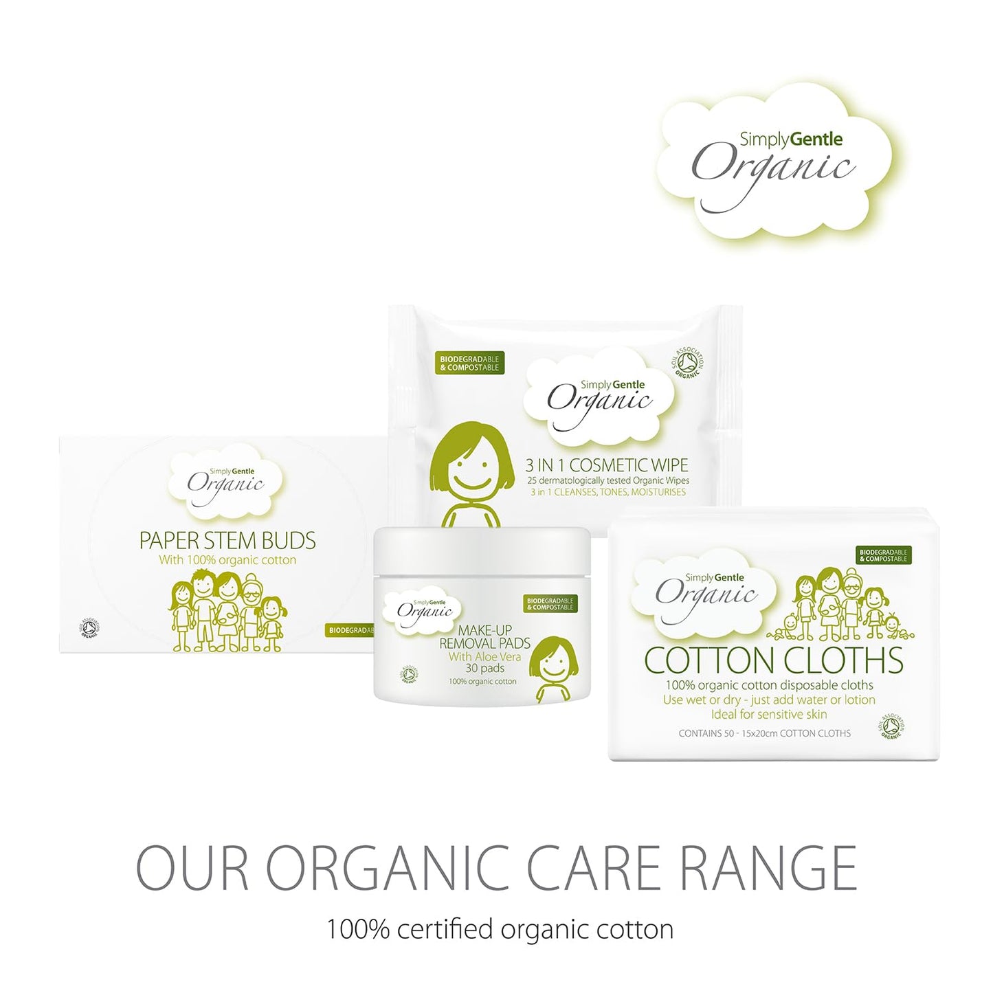 Simply Gentle Organic Cotton Buds with Paper Stems - Eco-Friendly – Sustainable – Biodegradable – Plastic Free – 100% Organic Cotton – 200 Buds Per Pack (Pack of 6)