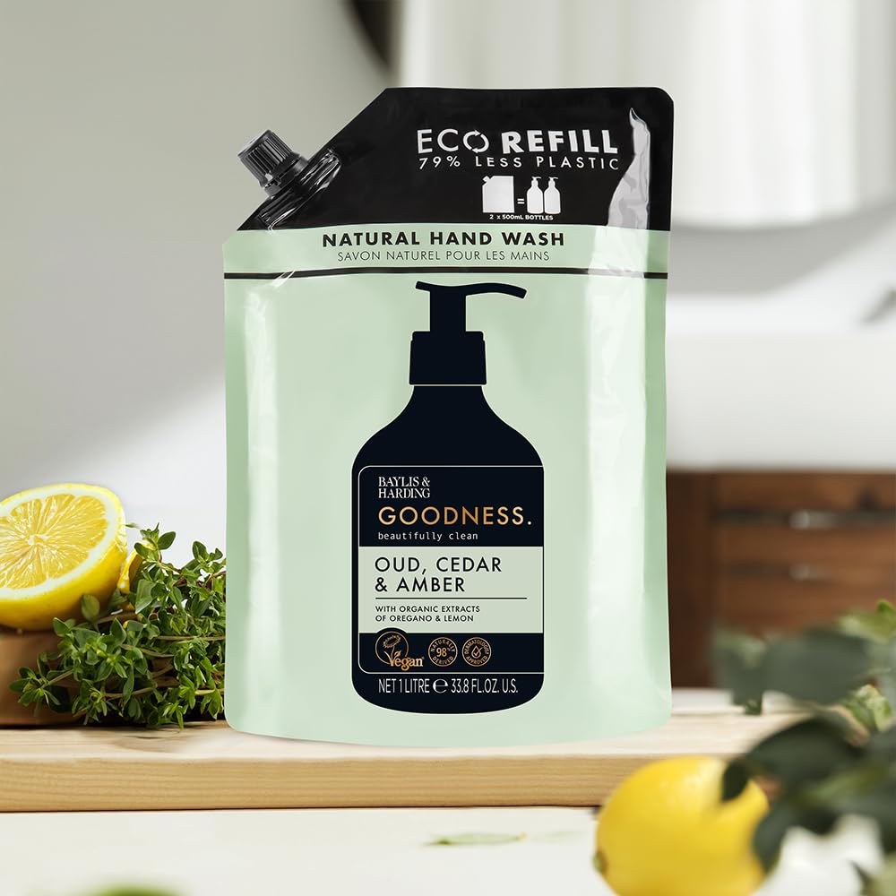 Baylis & Harding Goodness Oud, Cedar & Amber Natural Hand Wash 1 Litre