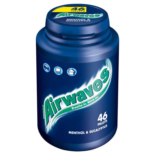 Wrigleys Airwaves Menthol Eucalyptus Sugarfree Chewing Gum Bottle 64g / 46pce x 6 Sugarfree Chewing Gum
