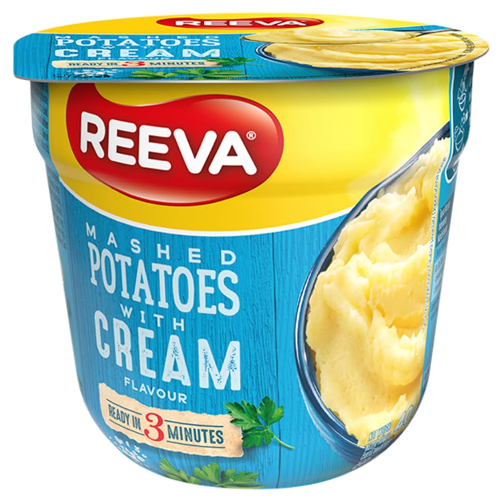 Reeva Mashed Potato Pots Halal Certified Instant mashed Potatoes 40g (Pack of 6) + FabFinds Mug